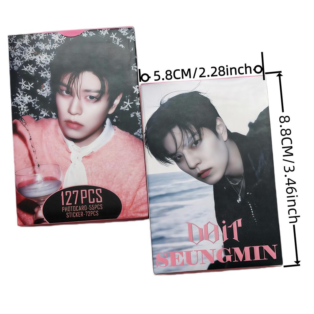 127PCS Kpop Stray Kids Album Concept Photocards Idol Merchandise Small Card StrayKids Fans Collectible Gift Cards SEUNGMIN LOMO Kid Friendly