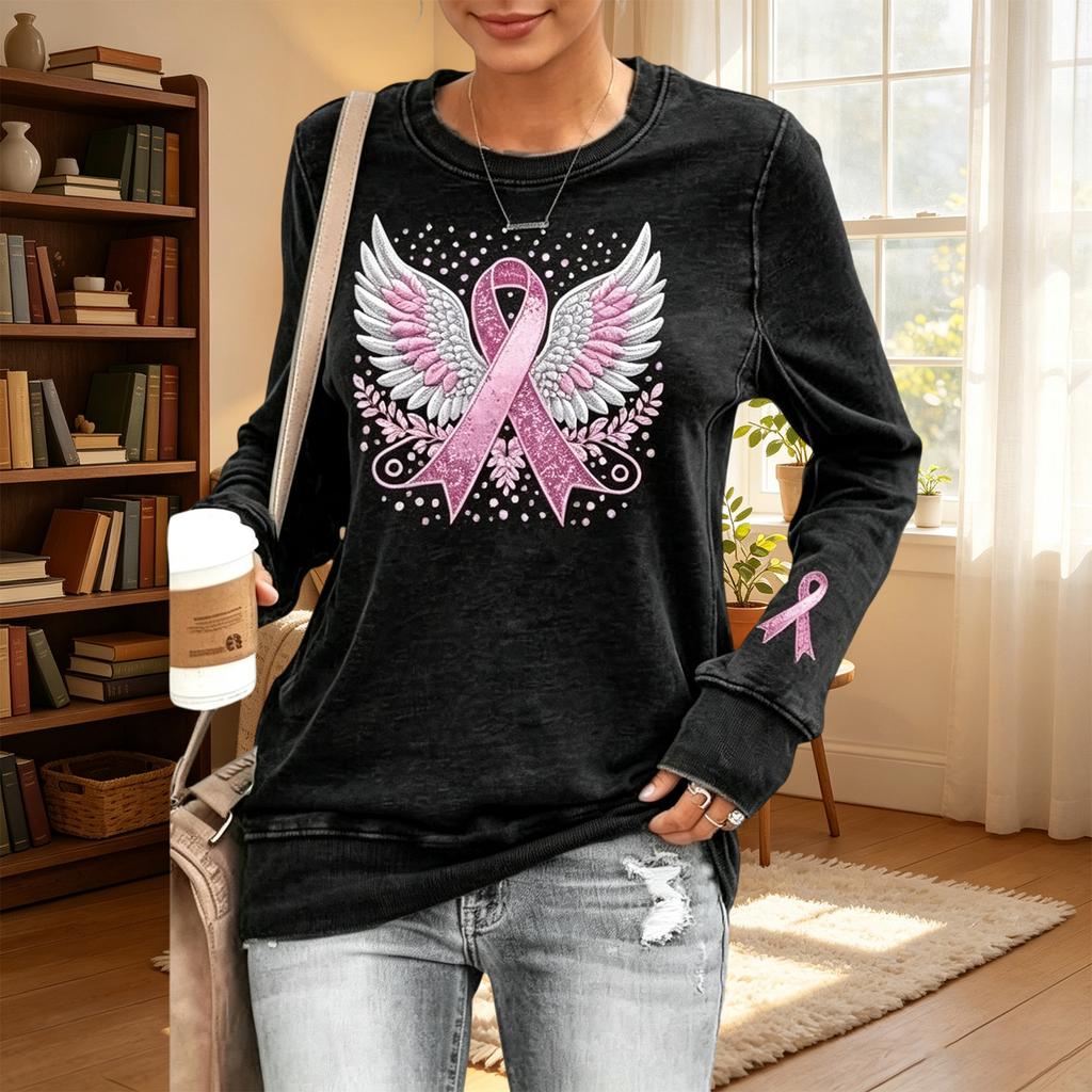 Women's Printed Round Neck Sweatshirt for Casual Daily Wear