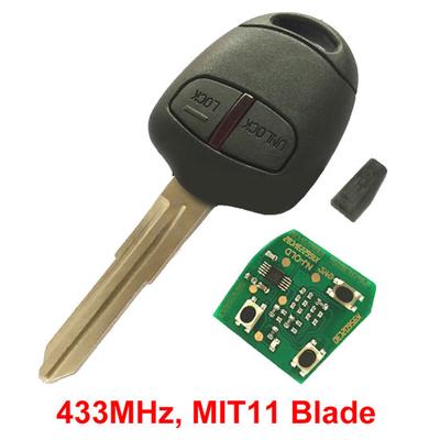 433.92MHz 2 Buttons Key Fob Car Remote ID46 with Chip Uncut Blade for Mitsubishi