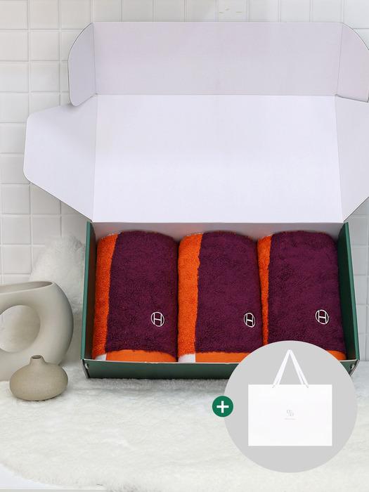 Songwol Towel 1 Percent Tangerine Grid 250g 40 Count Mini Bath Towel 3P Tangerine Grid