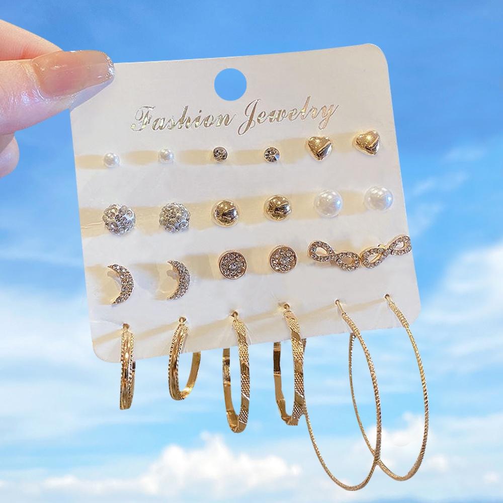 iF ME Fashion Pearl Earring Set Women Luxury Butterfly Love Heart Gold Stud Earrings Resin Hoop Earrings Jewelry Accessories