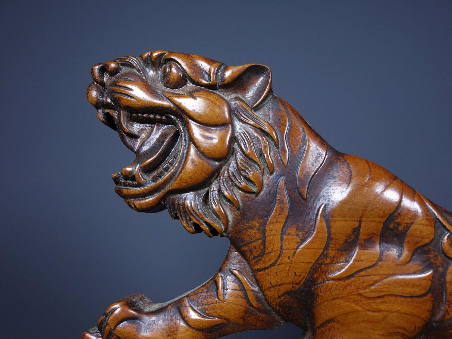 

Китайский винтажный палисандровый изысканно резной экран статуэтка тигра деревянный домашний декор CHINA