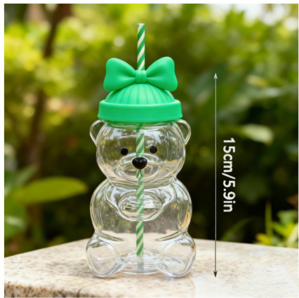 2026 Neu im Angebot Bär Glasbecher mit Strohhalm Kaffeetasse Niedliche Cartoon Kreative Glas Saftbecher Teetasse Trinkgeschirr