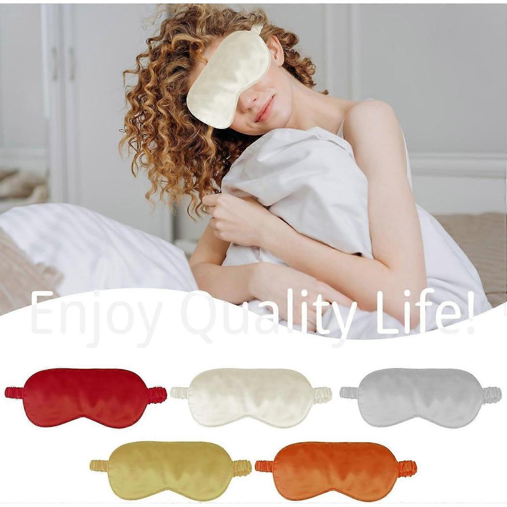 1 Pack Sleep Mask, Silk Eye Mask with Elastic Strap, Blindfold, Soft Silk Sleeping Mask for Girls, Women, Men (White)  White