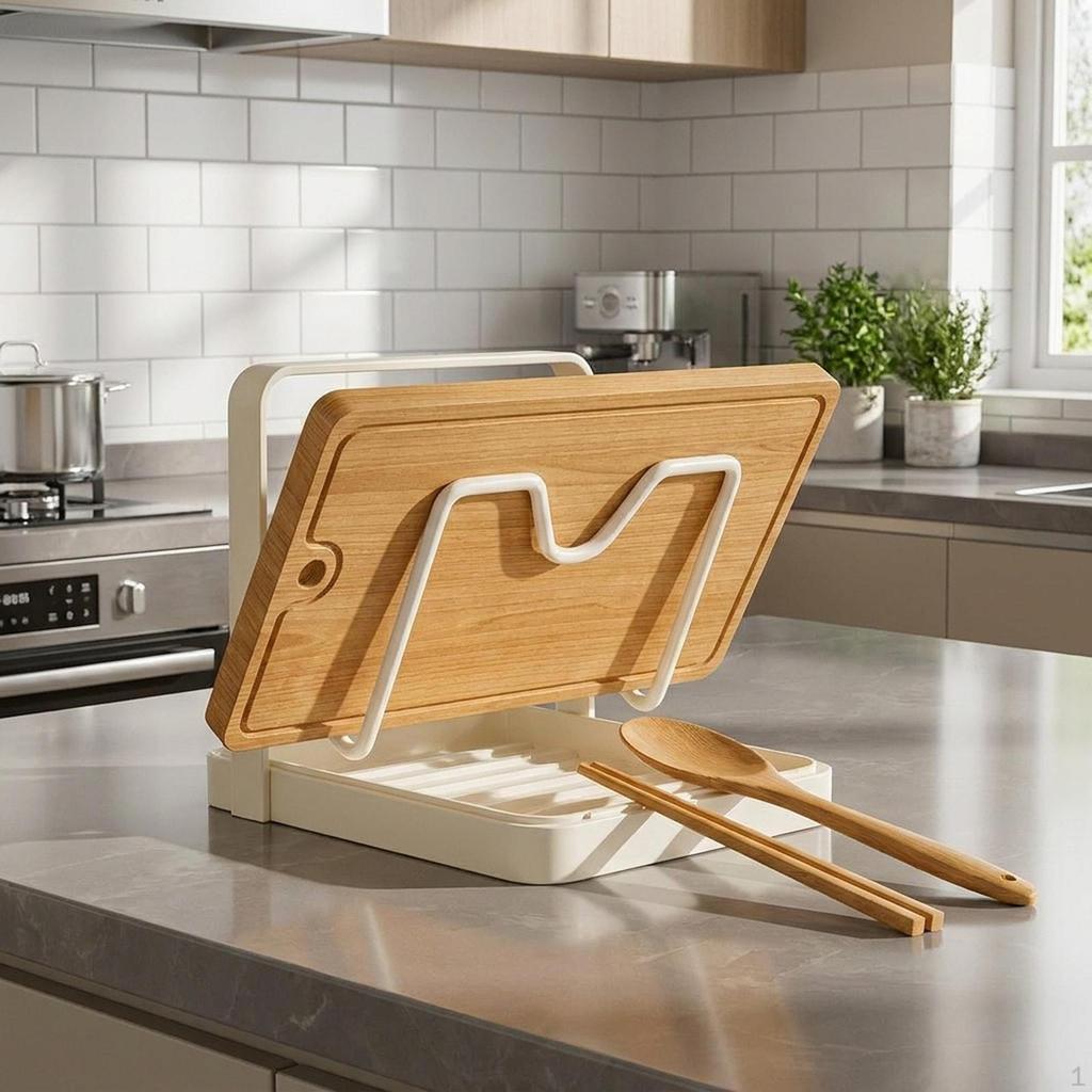 Cutting Board Holder Utensils Cover Rack Multifunctional with Tray Pot Lid for Countertop
