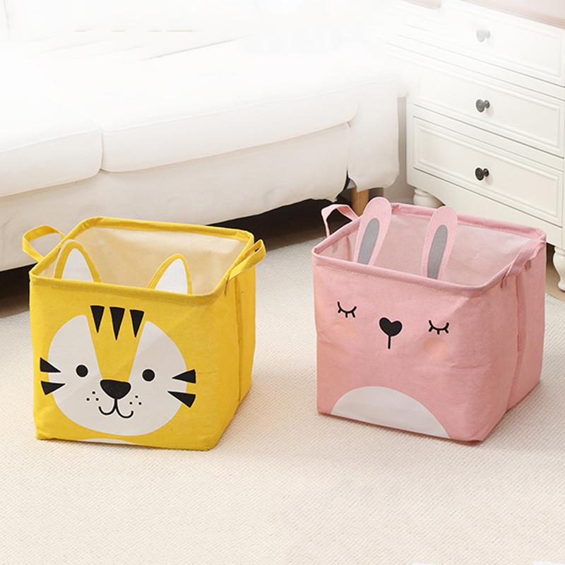 1pc Cloth Cartoon Folding Toy Storage Box Dirty Clothes Basket Large Capacity Multifunctional Storage Bag Dustproof
