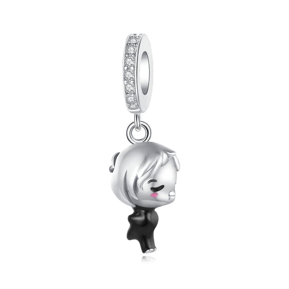 S925 Silver DIY Craft Accessories Fashion Kissing Figure Charms For Couples Handmade Jewelry Making Supplies