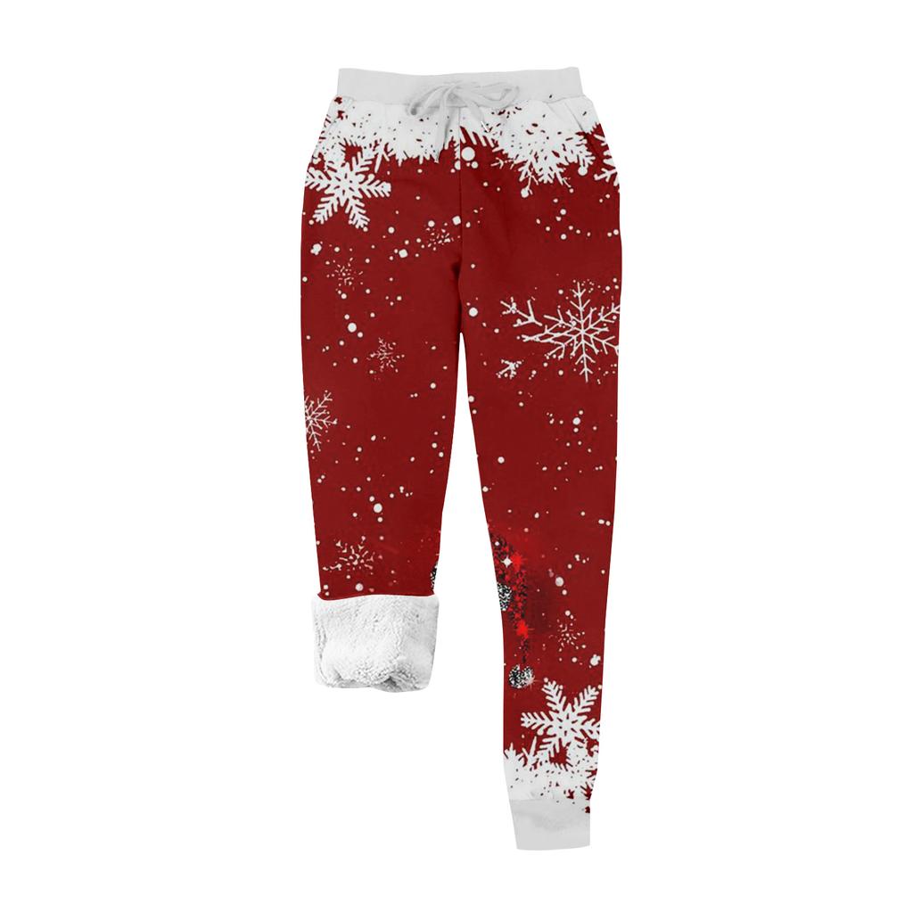Women's casual fashion home Christmas print plush sweatpants