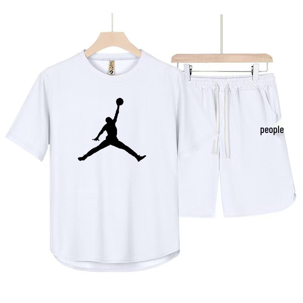 Herren Sommer Zweiteiler: Kurzarm-Rundhals-T-Shirt & Atmungsaktive Shorts mit offenem Bund