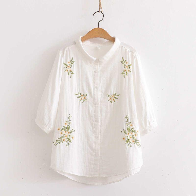 Cartoon Flower Loose Double-Layer Cotton Yarn Long Sleeves Artsy