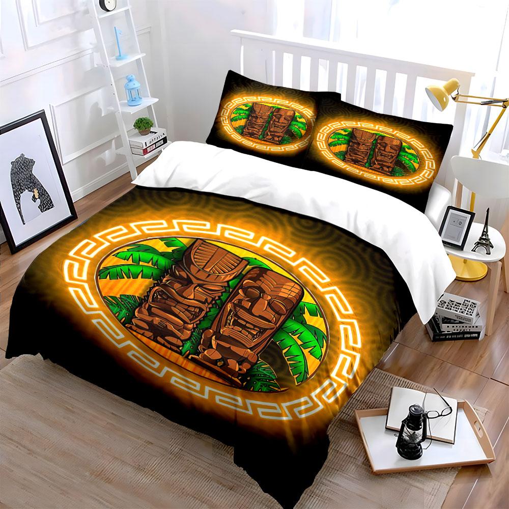 Tiki Statues with Foliage. Bedding Sets Duvet Cover Sets Duvet Covers Pillowcases(1 * Duvet Cover 2 * Pillowcases Without Duvet Insert)