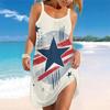 Women Spaghetti Strap Beach Dress V Neck Pleated Loose Mini Dress Custom Print Ladies Vacation Cover Up Dress