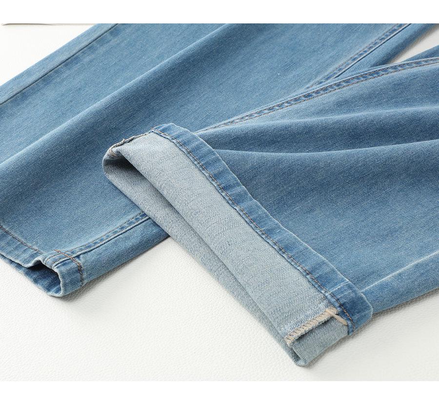 Women's Light Blue High-Waisted Wide-Leg Jeans - 2025 Summer Slimming Style