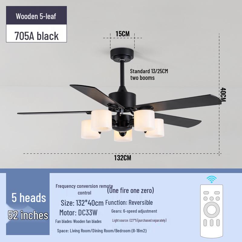 Nordic Style Silent Ceiling Fan Light with Chandelier for Living Room, Bedroom, or Restaurant.