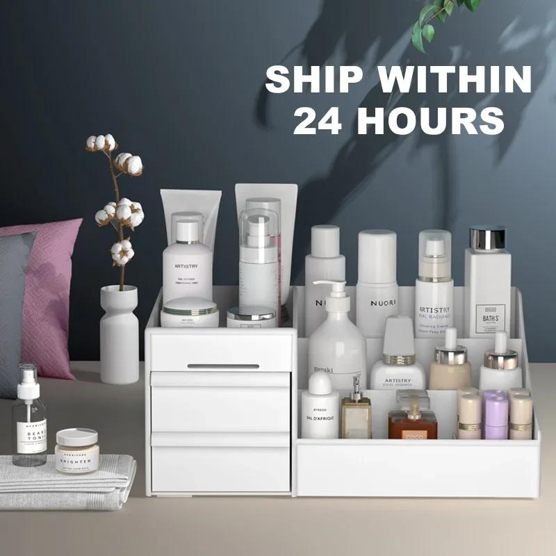 Cosmetic Makeup Organizer for Cosmetics Box with Drawer Make Up Case Container Jewelry Cosmetics Storage Box Set Desk Organizer