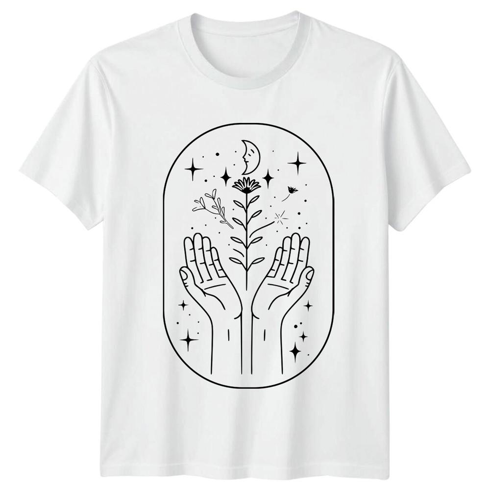Celestial Hands Moon Flower Magic TShirt Mystic Spiritual Tee S