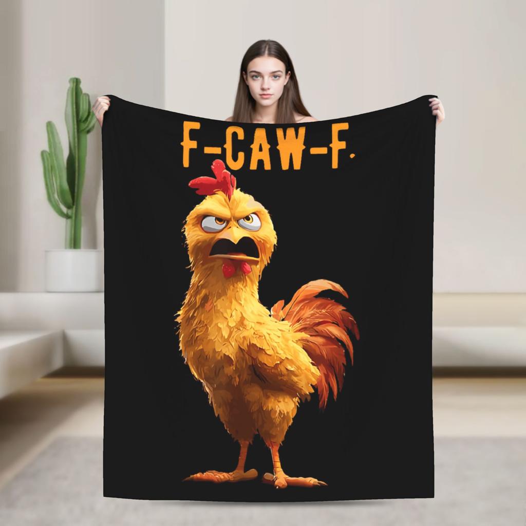 Funny F-Caw-F Chicken FCAWF Chicken Blanket Super Warm Fashion Plush Bedding Throws For Girls Boys Bedroom Bedspread Bed Cover