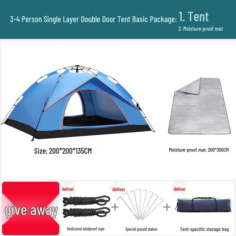 Double Person Automatic Tent: Thickened, Rainproof & Sun-Protective for Outdoor, Wild Camping or Beach Use