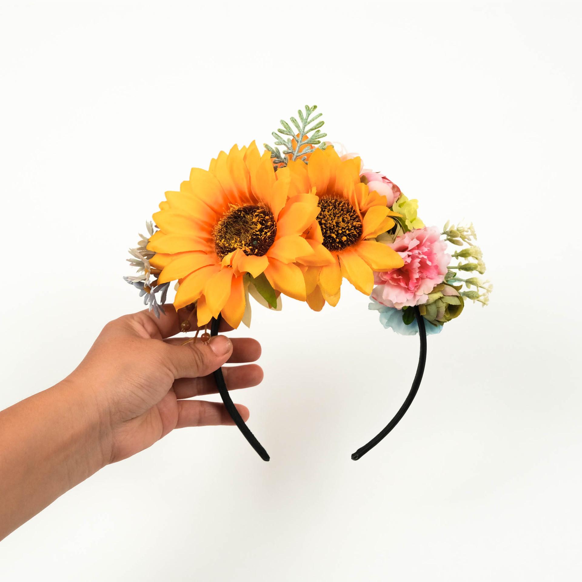 Sunflower Rose Double-Sided Hairpin & Headband for Travel Photography