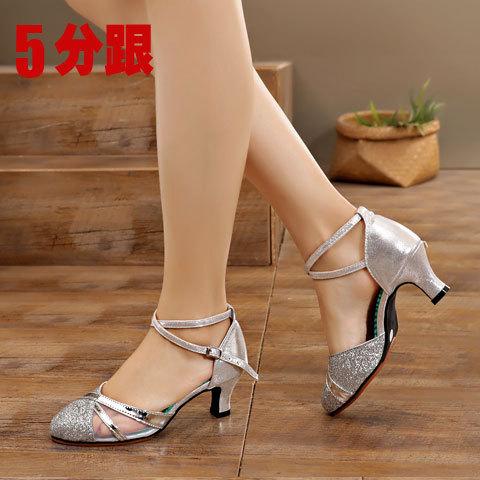 New Style Latin Dance Shoes for Women Flash Chip African Print Salsa Dance Shoes Women's Ballroom Dance Sandal Hight Heel 5cm3cm
