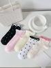 5 pairs of agaric edge summer thin sweet breathable wave spot girl socks