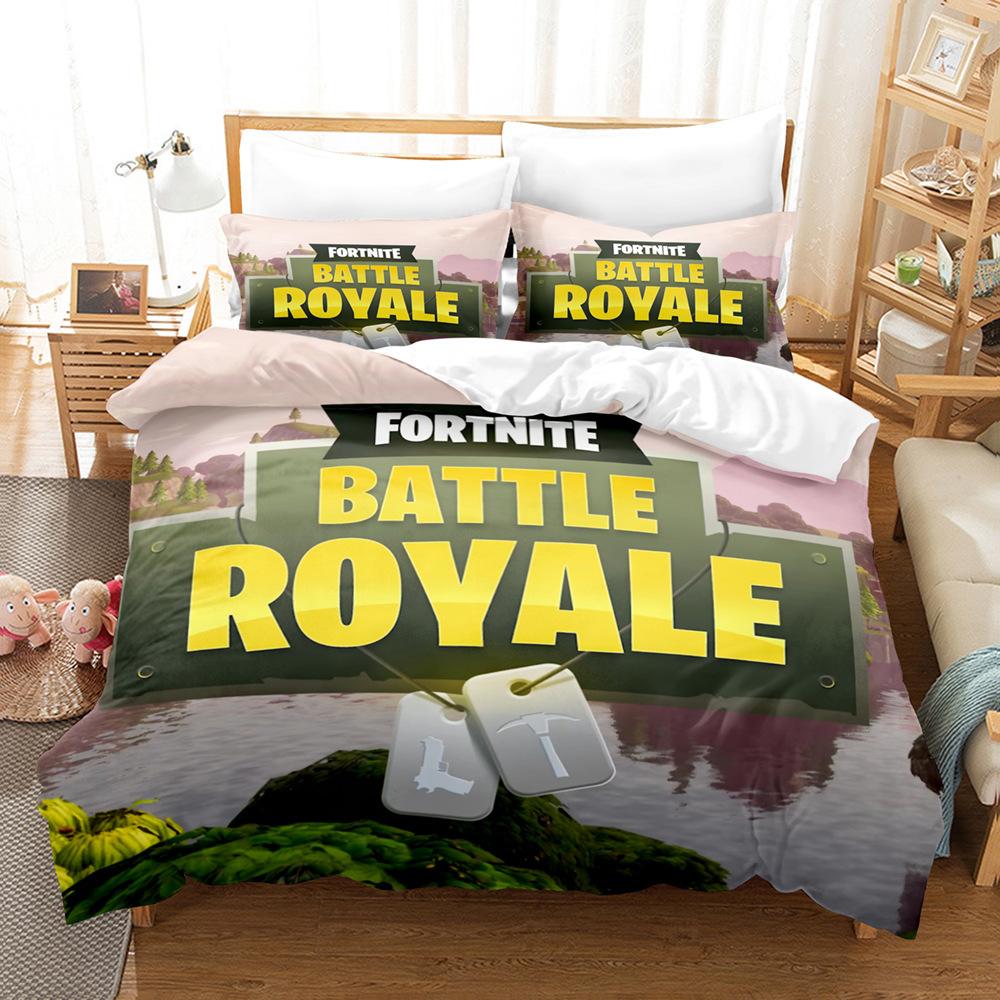 Cartoon Game Mini World Fortnite Quilt Set Three-Piece Digital Printing Three-Piece Set
