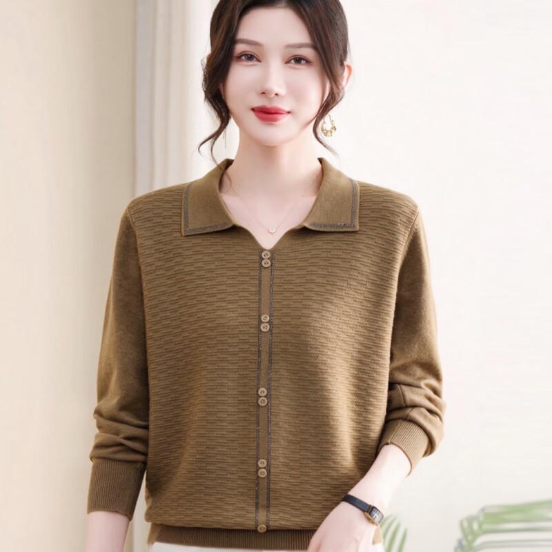 Hodo Women's Lapel Knit Sweater for Mature Women