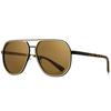 SUNGAIT Polarized Square Sunglasses with Polygon Aviator Retro Pilot UV400 Protection Gold Brown SGT375SJKCP JP Men's Shades, (Amber Frame, Rim, Lens)