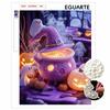 DIY Frameless Pearl Bead Painting Kit Halloween Witch Cauldron Sparkling Canvas Art Creative Gift for Craft Lovers