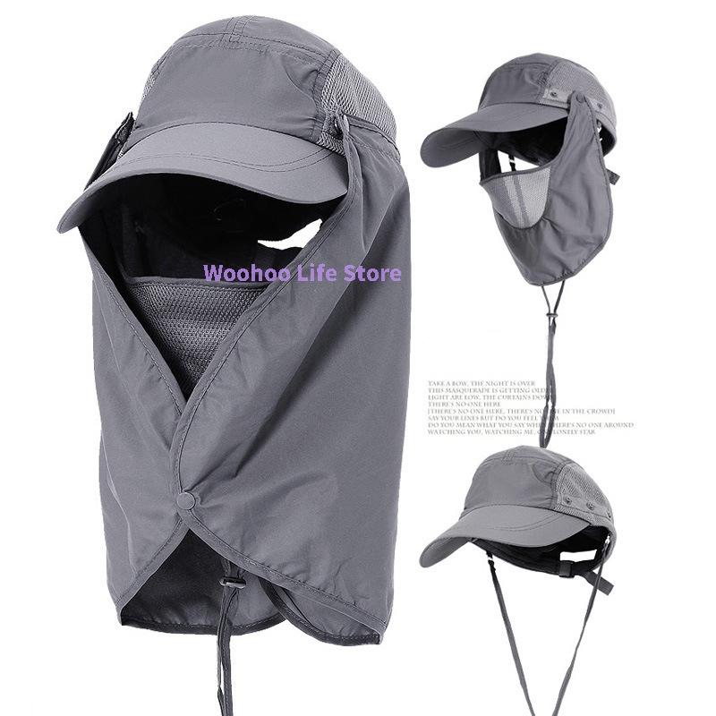 

Sun Hat For Fishing Breathable Outdoor Bucket Hat Detachable Neck Flap Sun Hat Hiking UV Protection Wide Brim Hat темно серый