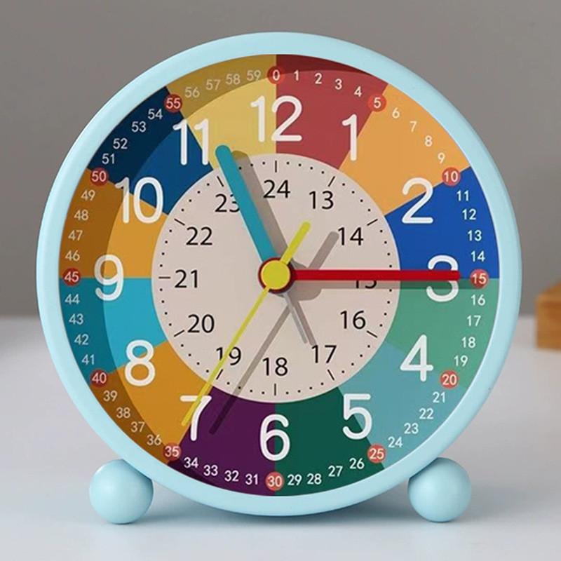 Kids Educational Metal Alarm Clock With Silent Movement For Childrens Bedroom Learning