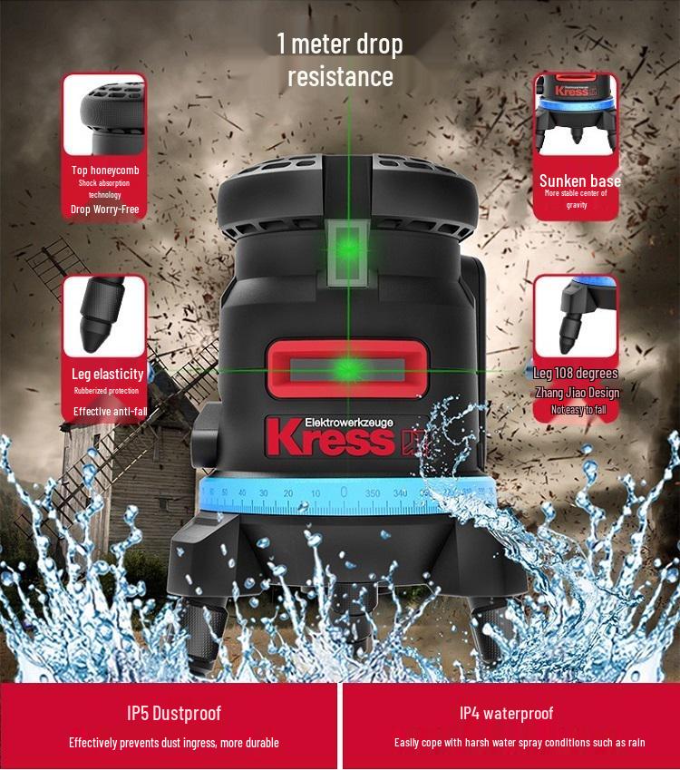 Proiettore Laser Infrarosso Kress Green Autolivellante a 2 Linee 5 Linee
