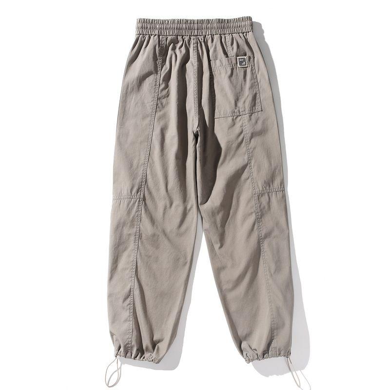 Foreign Trade Japanese-Style Washed Cotton Light Workwear Pants with Drawstring Elastic Waist, Straight-Leg Casual Pants, Jogger Pants for Men