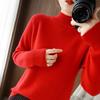 YYFS Women's Fashion Casual Fall Winter Solid Color Print Long Sleeve Half Turtleneck Loose Tops Women's Clothing Woolen Knitwear Sweaters
