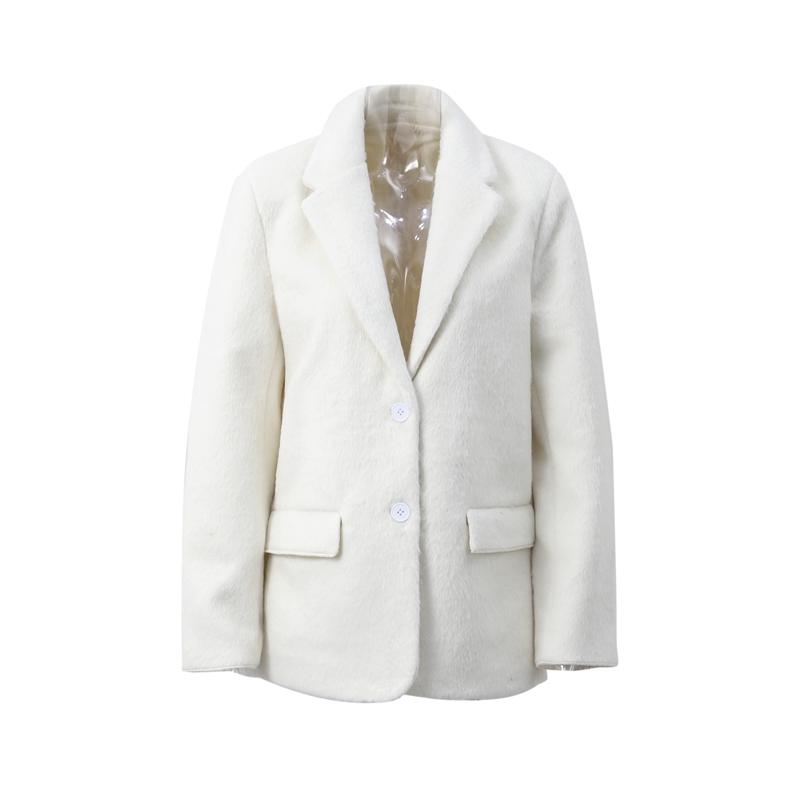 

Женский пиджак с лацканами средней длины шерстяное пальто осень-зима большие карманы однобортный пиджак с длинными рукавами верхняя одежда для поездок на работу L бежевый