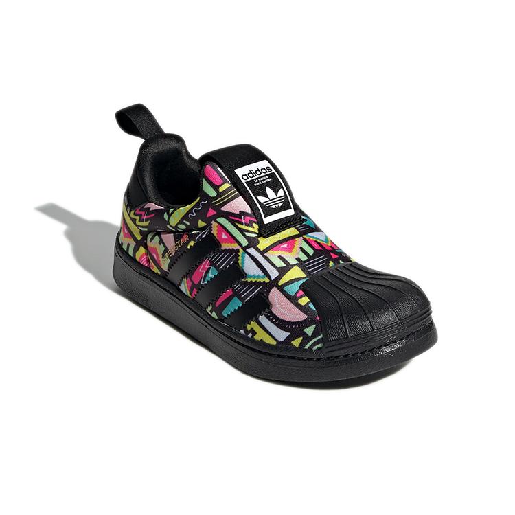 adidas Originals SUPERSTAR 360 Comfortable Abrasion Resistant Low Top Skateboard Shoes Black Yellow Kids' EE8386