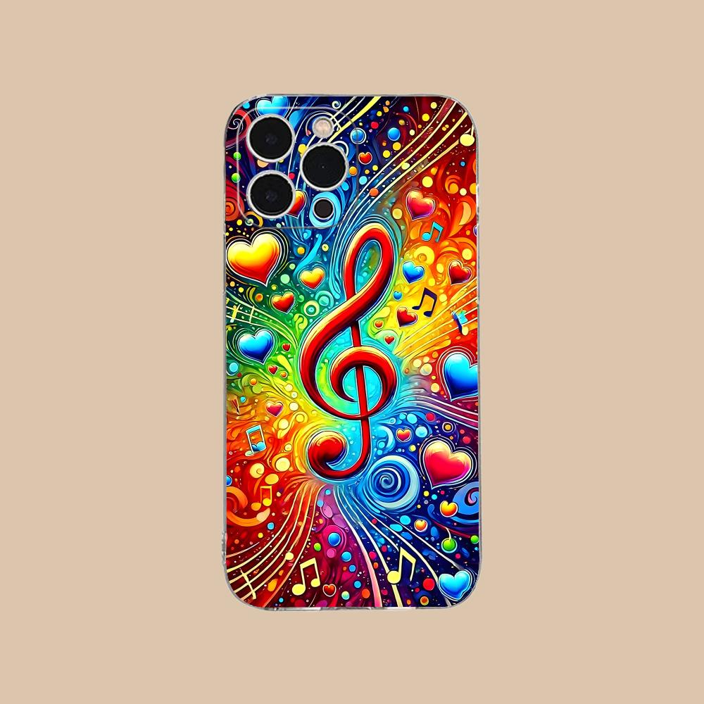 

Musical Note Staff Mobile Phone Case for iPhone 17 16 15 14 13 12 11 X XR XS Air Pro Max Plus Mini Clear Colorful Cover Luxury iPhone XS Max