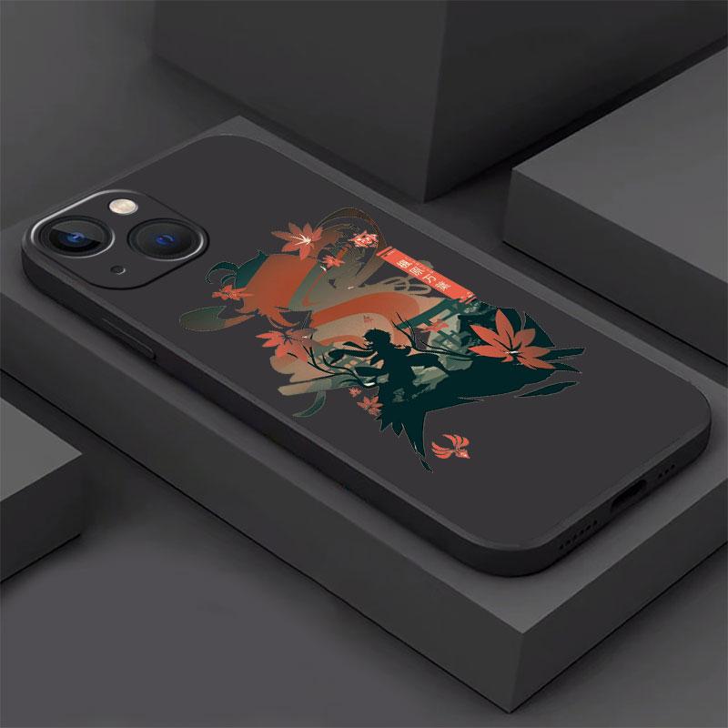 Pouzdro Pro Apple iPhone 14 13 11 12 Pro 7 XR X XS Max 8 Plus 6 6S SE 2022 13Pro Černé Měkké Telefon Funda Anime Genshin Impact Roztomilé