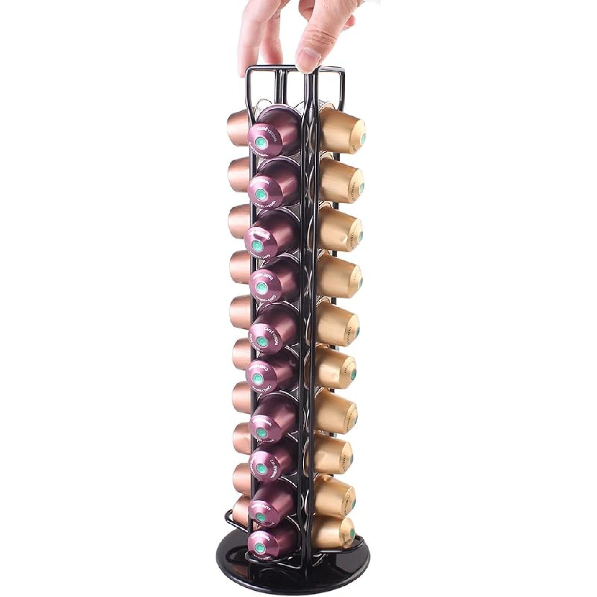 SEVENLINE Coffee Pod Holder Stand Compatible With Nespresso Original Pods Carousel Storage Rack Capsules Organizer For 40 Capsules (Black) чёрный