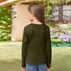 Girls' Ribbed Tee - Long Sleeve Round Neck Casual Top