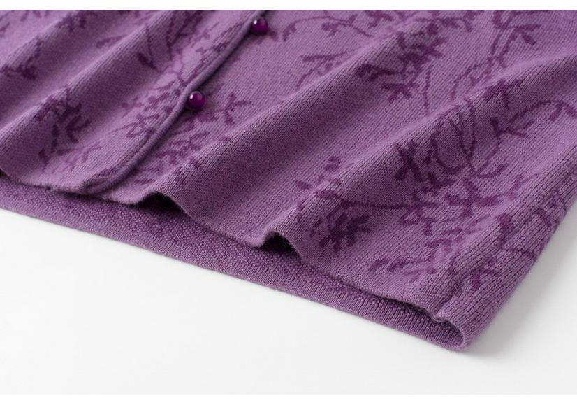 2025 Autumn/Winter Chinese Style Thick Wool Cardigan Sweater Coat for Women - Plus Size Loose Fit Mother's Outerwear