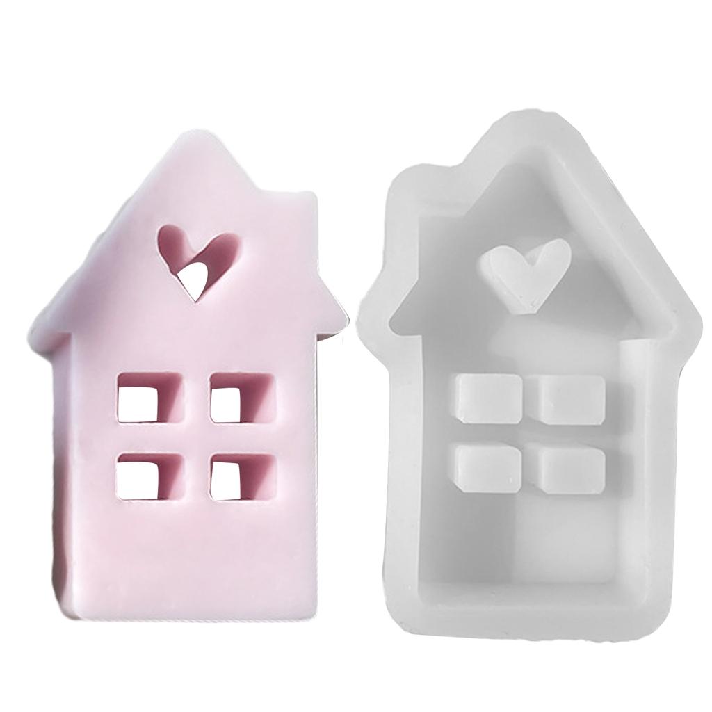 Heart House Silicone Mold for Candle Making Gypsum Silicone Mould Concrete Casting Aromatherapy Candle Resin Mold Clay