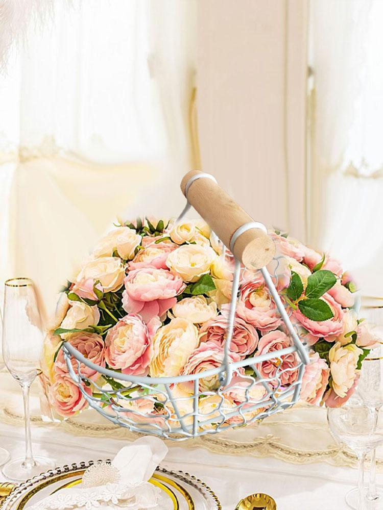 2pcs Flower Girl Basket Wedding Flower Baskets Metal Baskets Home Decor