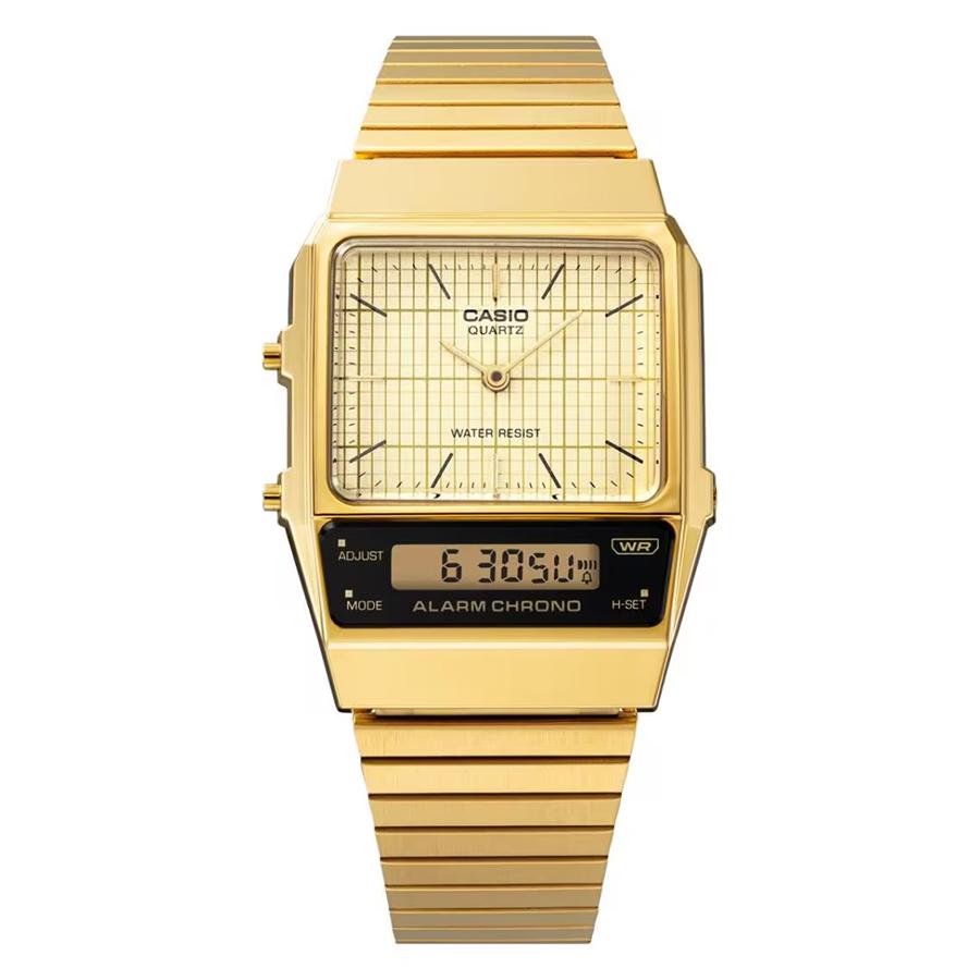 

Casio - Gold-plated stainless steel watch with gold-plated dial, unisex quartz watch AQ-800EG-9A золотий