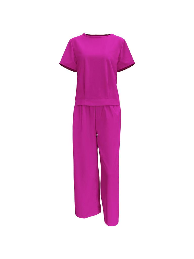 Plus Size Casual Short Sleeve Sportswear Set - Spring/Summer Fashion