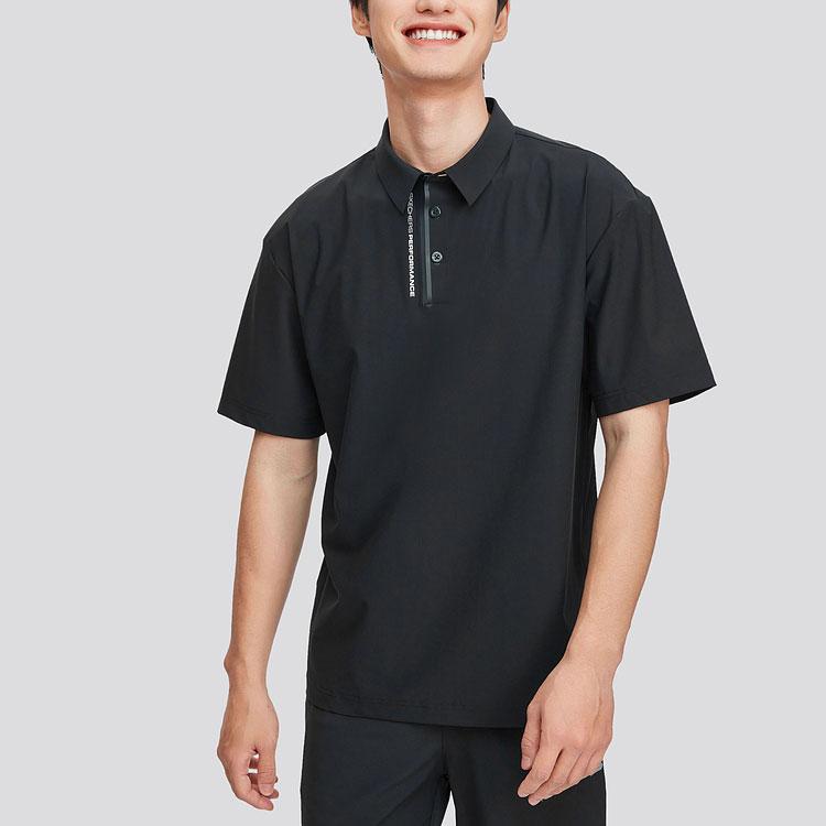 Skechers Solid Color Moisture Wicking Loose Fit Polo Shirt Men Tops Carbon-Black P224M049-0018