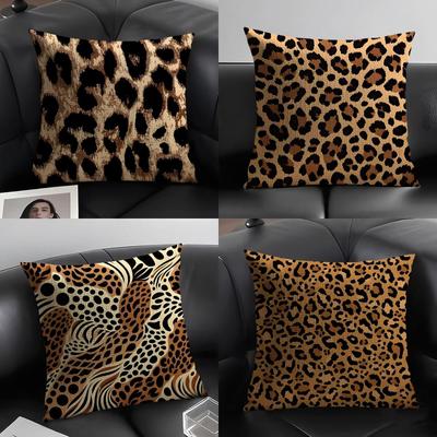 Leopard Print Fashion Cushion Cover Natural Linen Organic Fabric DoubleSided Printing Sofa Home Decor Gift Pillow Case
