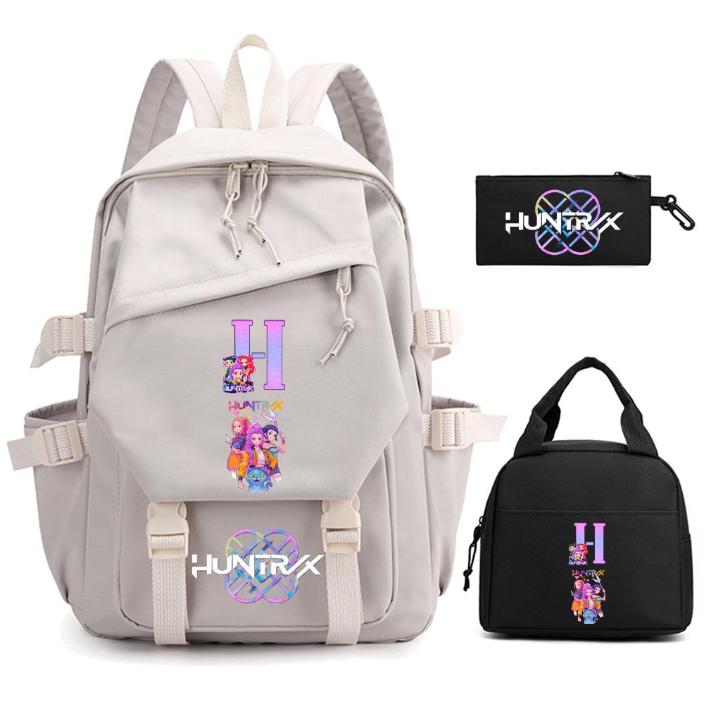 3-teiliges/Set Anime Cartoon Englischer Buchstabe A-Z Bedruckter Rucksack für Jungen Mädchen Schultasche Kinder Studentin Frauen Reisetasche Kindergeschenk