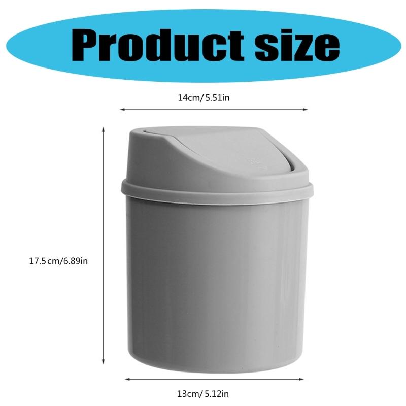 Small Swing Lid Waste Paper Basket For Countertops Plastic Nonslip Bottom Trash Can Home Office Desktop Garbage Bin