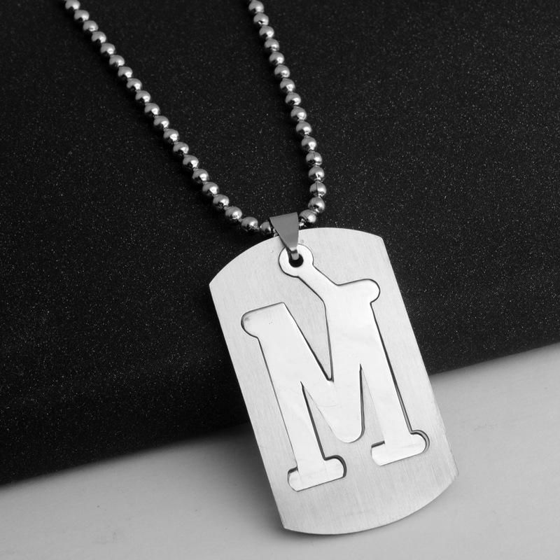 HNSP Stainless Steel Initials Pendant Chain Necklace For Men Women 26 Letter Name Accessories